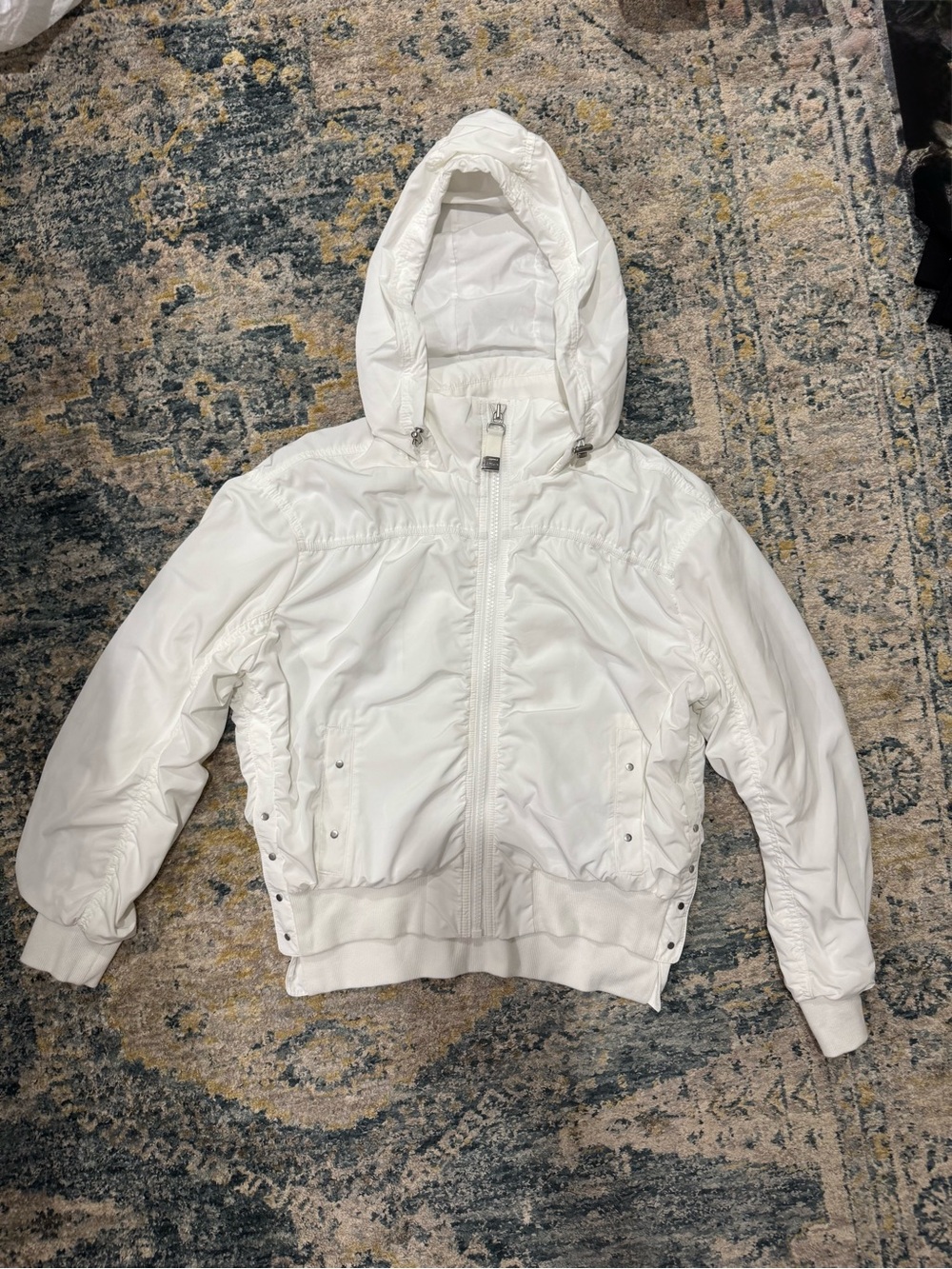 Athleta White Hooded Bomber Jacket